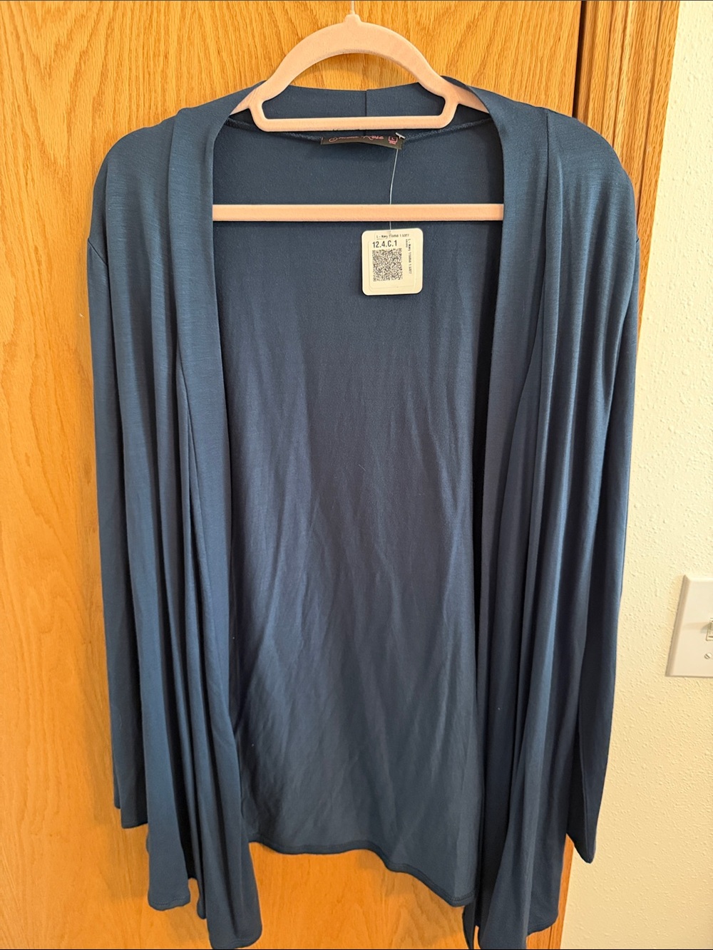 Open-Front Women's Cardigan Sweater in Slate Blue/Navy